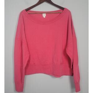 Roan+Ryan Sweatshirt Womens L Boat Neck Drop Shoulder Short Top Pink